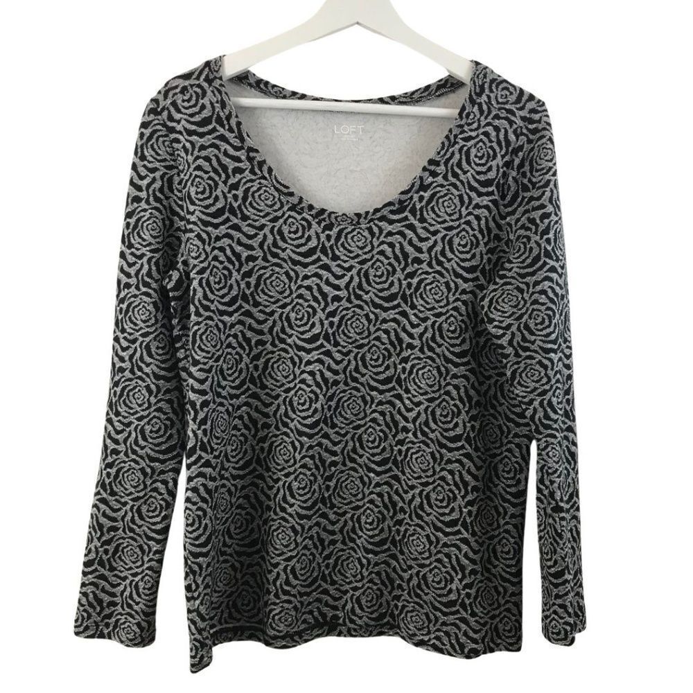 Loft Outlet black & gray textured knit top‎